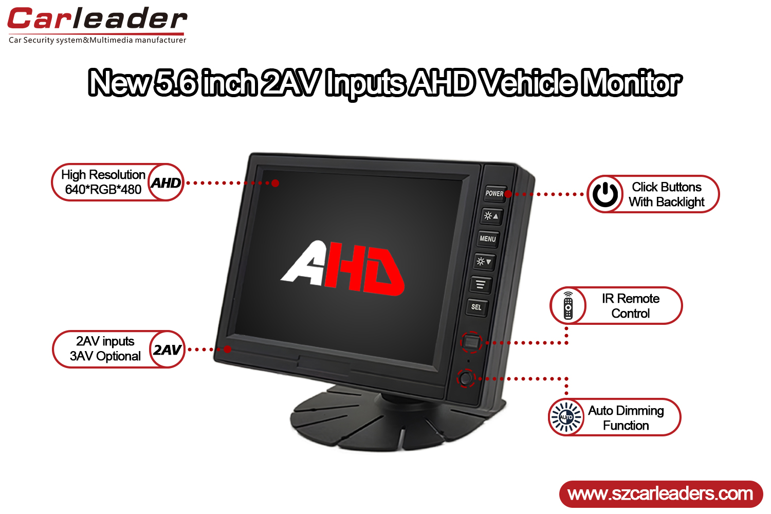 مانیتور 5 اینچی TFT LCD پنل دیجیتال AHD