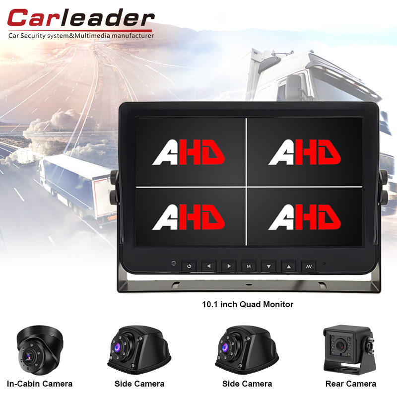 تجربه مانیتورینگ خود را با ورودی های Carleader 10.1 اینچی 4AV ورودی چهار منظوره AHD مانیتور وسیله نقلیه و کیت دوربین ارتقا دهید